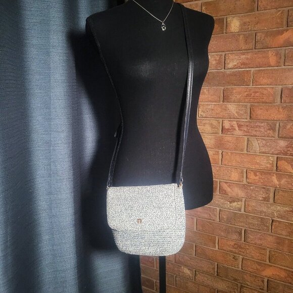 Talbots Packable Paper-Straw Crossbody Bag in Blue /White - Adjustable Strap - Picture 8 of 13